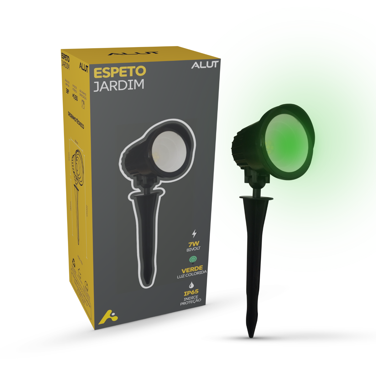 Luminaria Led Espeto de Jardim 7W Verde a prova d'água Alut - ALUT