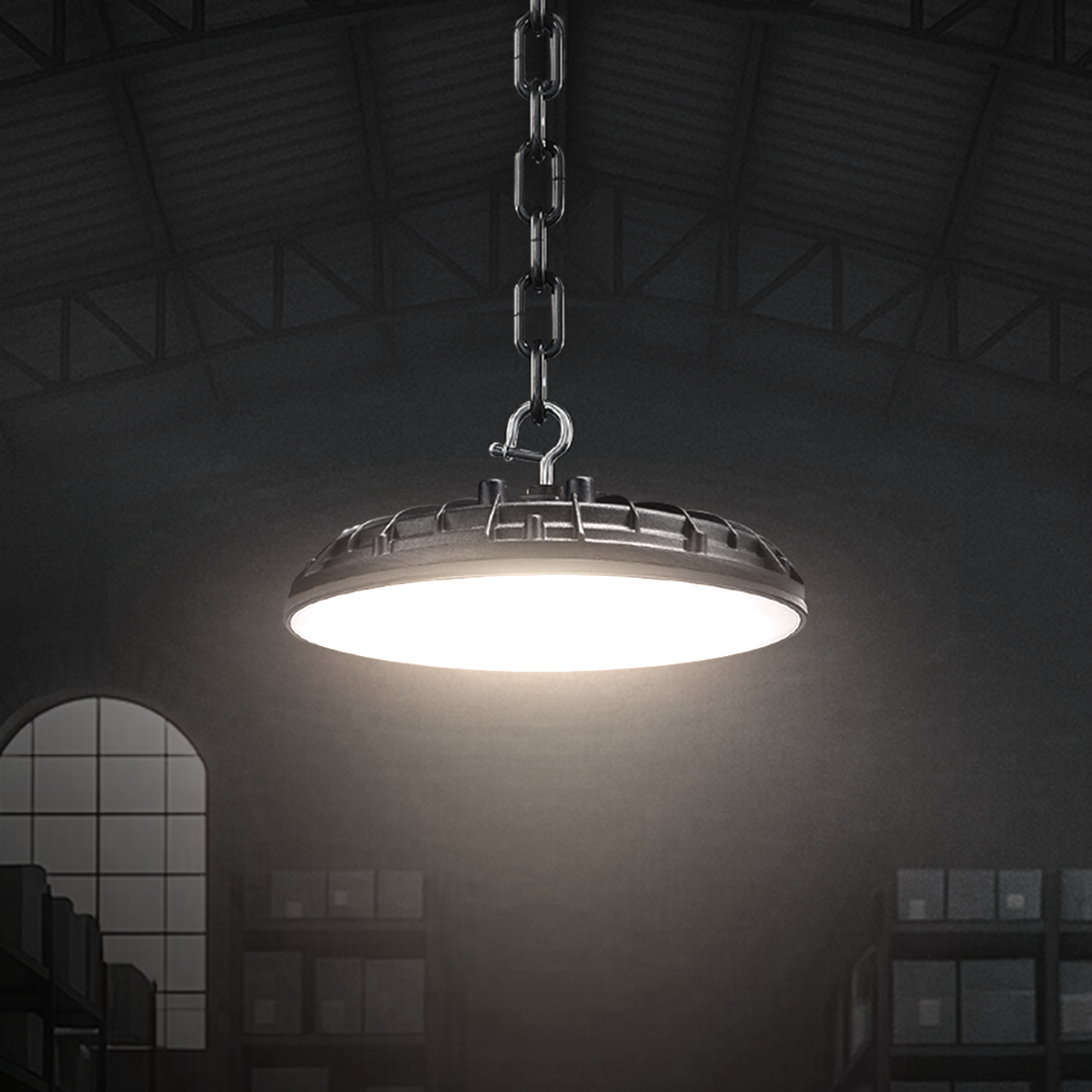 Luminária Led Industrial 100W 4000k Branco Neutro IP66 220v Preto Alut - ALUT