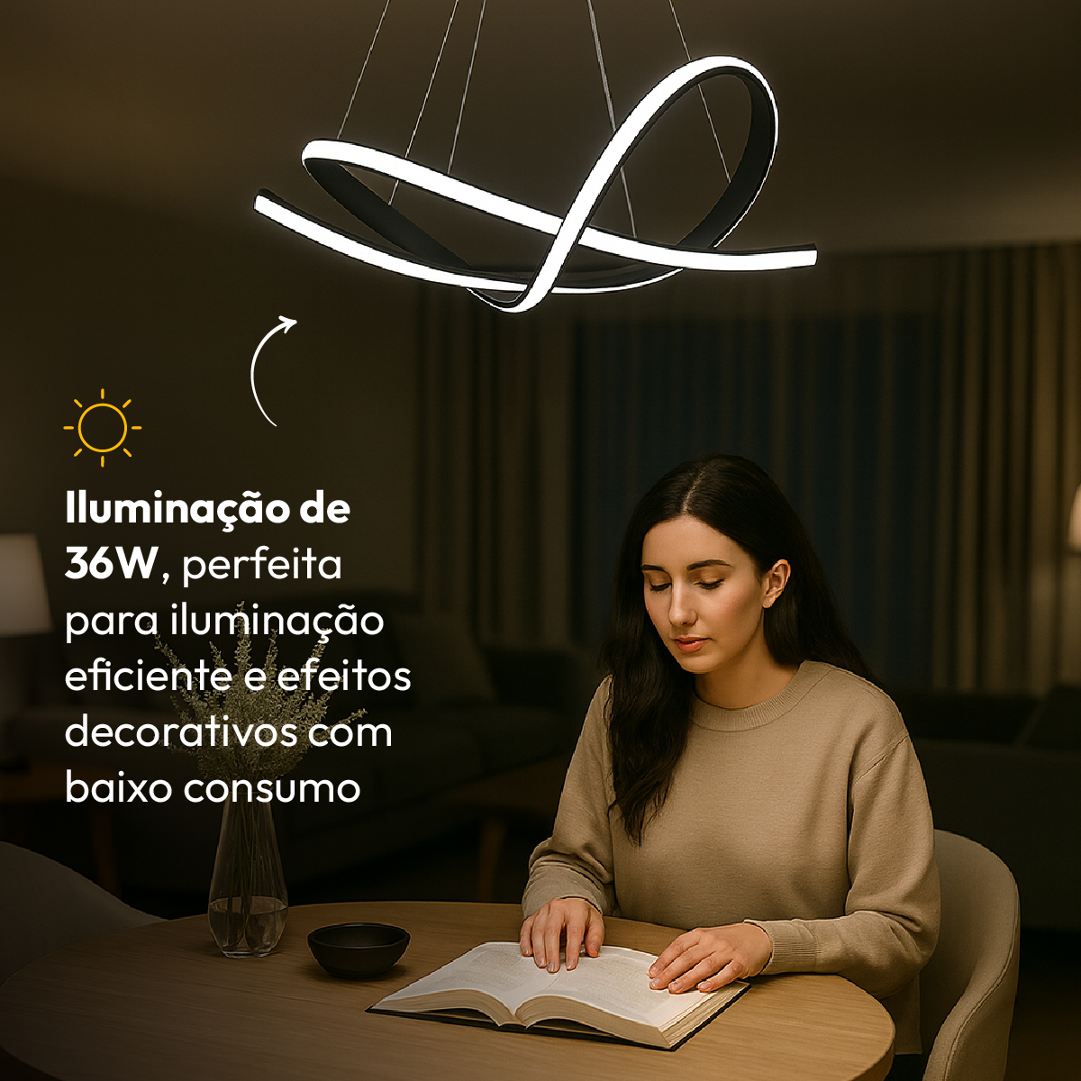 Lustre Luminária Pendente Led Iris 36W Preto Alut - ALUT