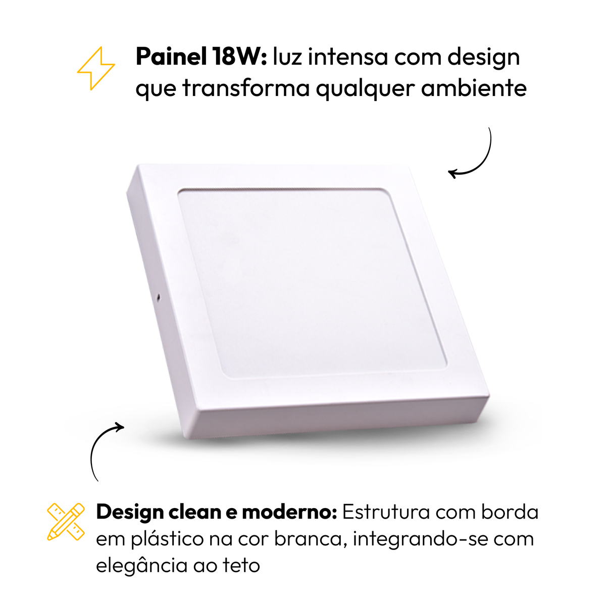 Painel de Teto Led Plafon 18w 6500k Branco Frio Bivolt Sobrepor Quadrado Alut - ALUT