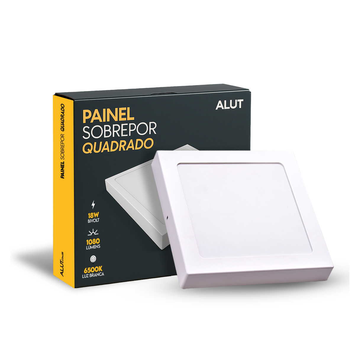 Painel de Teto Led Plafon 18w 6500k Branco Frio Bivolt Sobrepor Quadrado Alut - ALUT