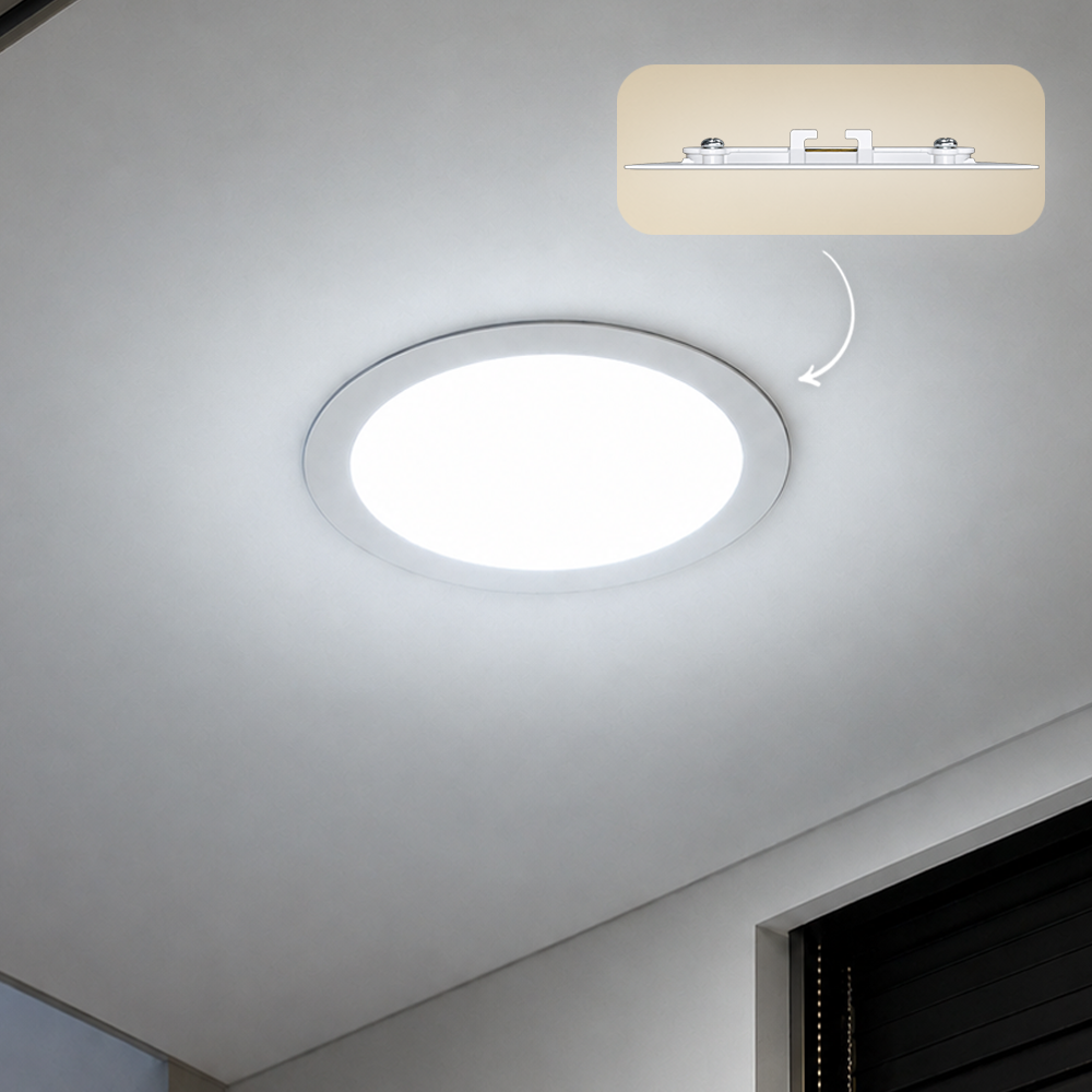 Painel Led Plafon Aluminio Embutir 12w 6500K Branco Frio 17cm Redondo Alut - ALUT