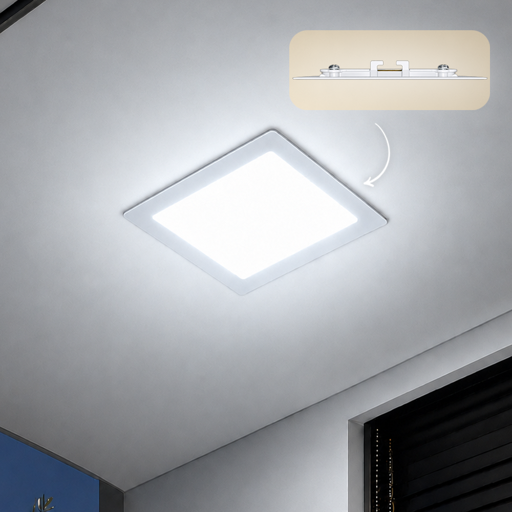 Painel Led Plafon Aluminio Embutir 12w 6500K Branco Frio 17x17Cm Quadrado Alut - ALUT