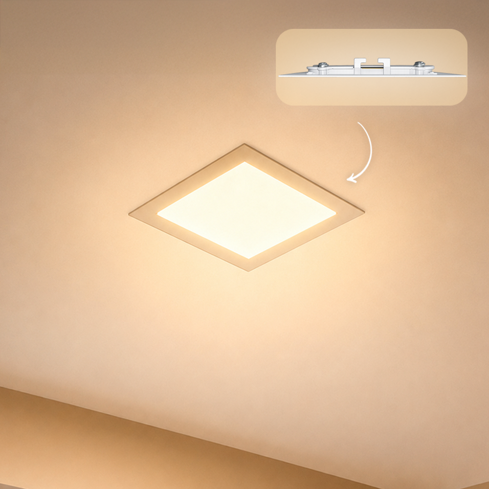 Painel Led Plafon Alumínio Embutir 6w 3000k Branco Quente 12x12Cm Quadrado Alut By Avant - ALUT