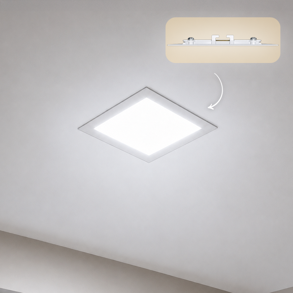 Painel Led Plafon Aluminio Embutir 6w 6500K Branco Frio 12x12Cm Quadrado Alut By Avant - ALUT