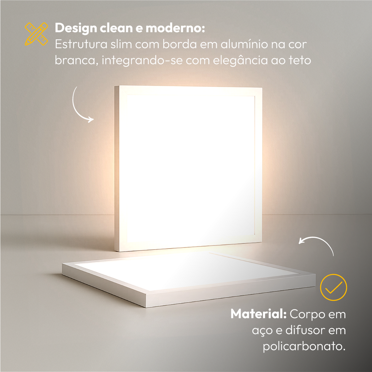 Painel Led Plafon Modular 60w 3000k Sobrepor Quadrado Alut - ALUT