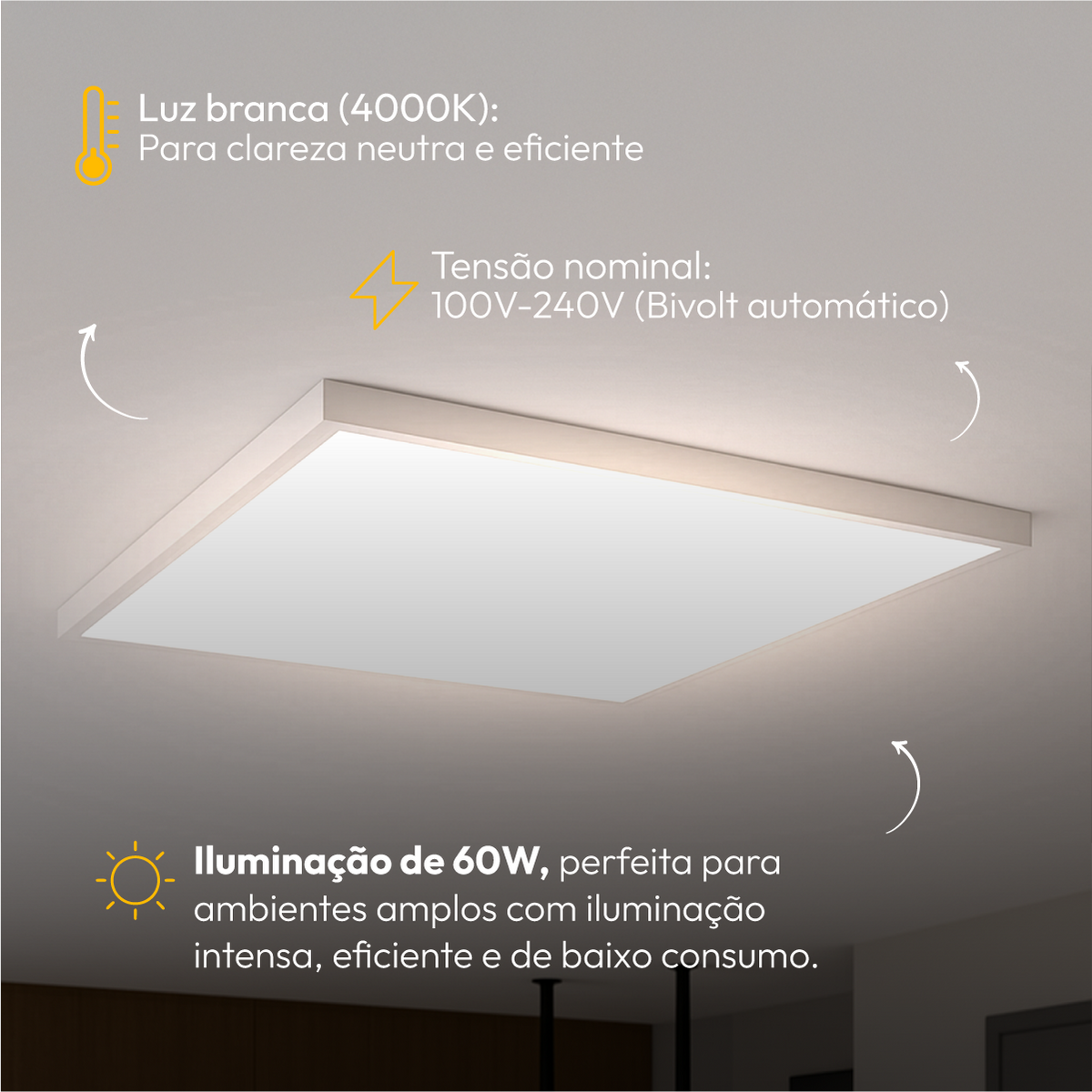 Painel Led Plafon Modular 60w 4000k Sobrepor Quadrado Alut - ALUT
