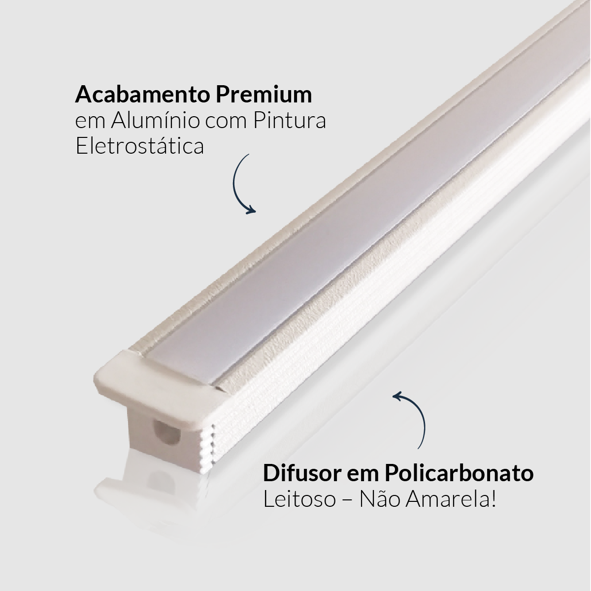 Perfil Led Barra 2m Baby 13x09mm Embutir Branco Alut - ALUT