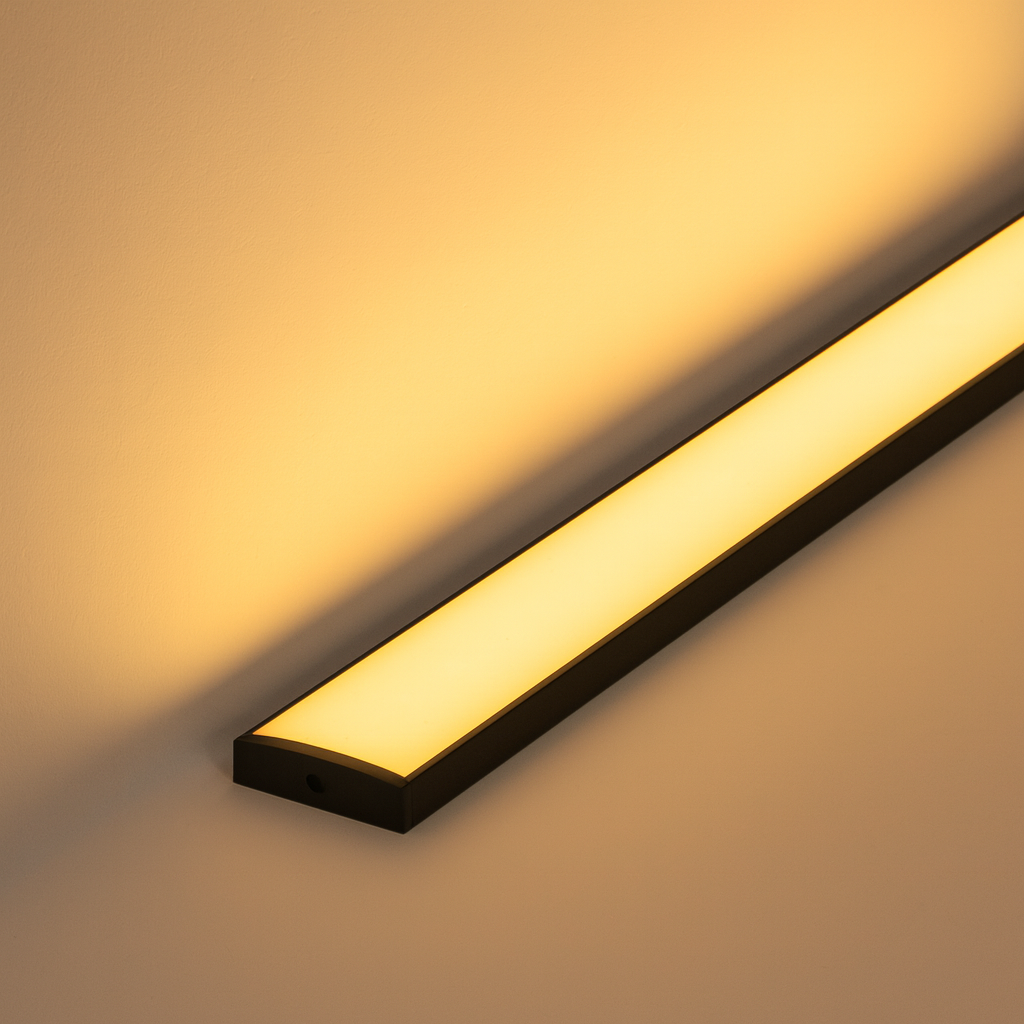 Perfil Led Barra 2m Destak 50x10mm Sobrepor Preto Alut - ALUT