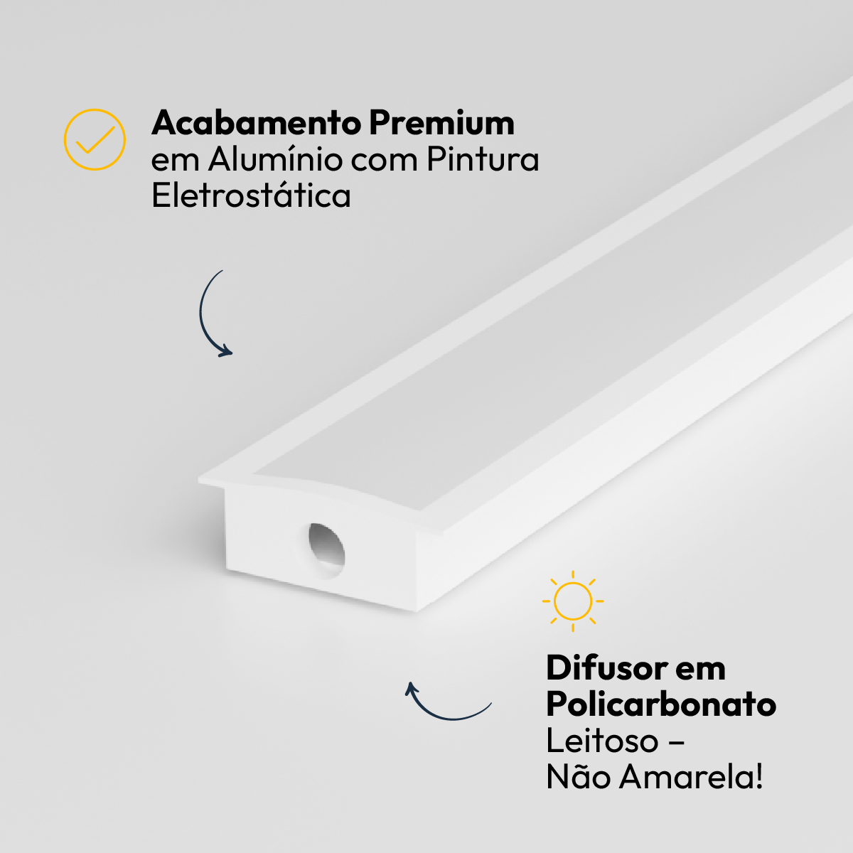 Perfil Led Barra 2m Inside 24x08mm Embutir Branco Alut - ALUT