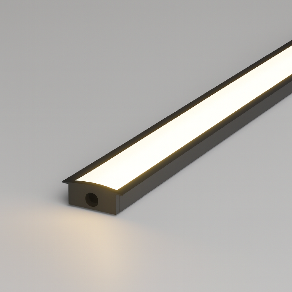 Perfil Led Barra 2m Inside 24x08mm Embutir Preto Alut - ALUT