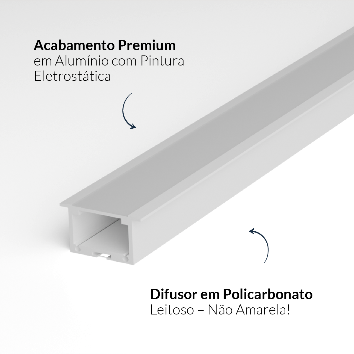 Perfil Led Barra 2m Inside 24x15mm Embutir Branco Alut - ALUT