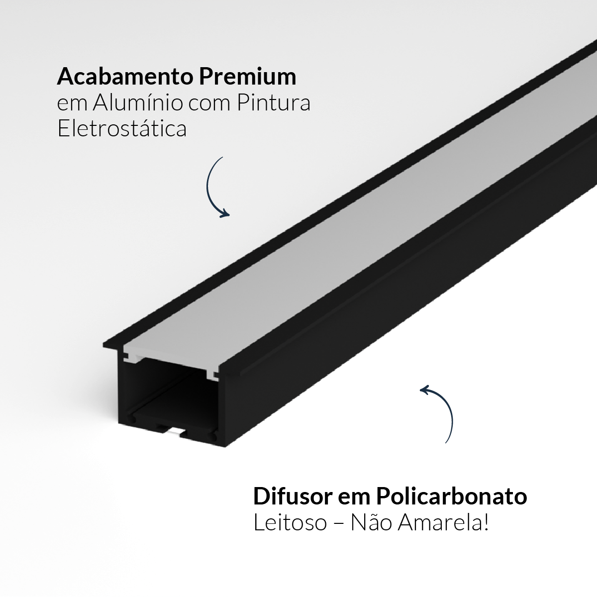 Perfil Led Barra 2m Inside 24x15mm Embutir Preto Alut - ALUT