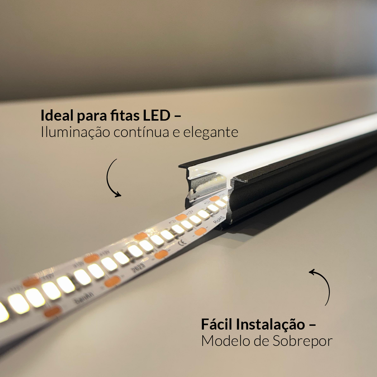 Perfil Led Barra 2m Inside 24x15mm Embutir Preto Alut - ALUT