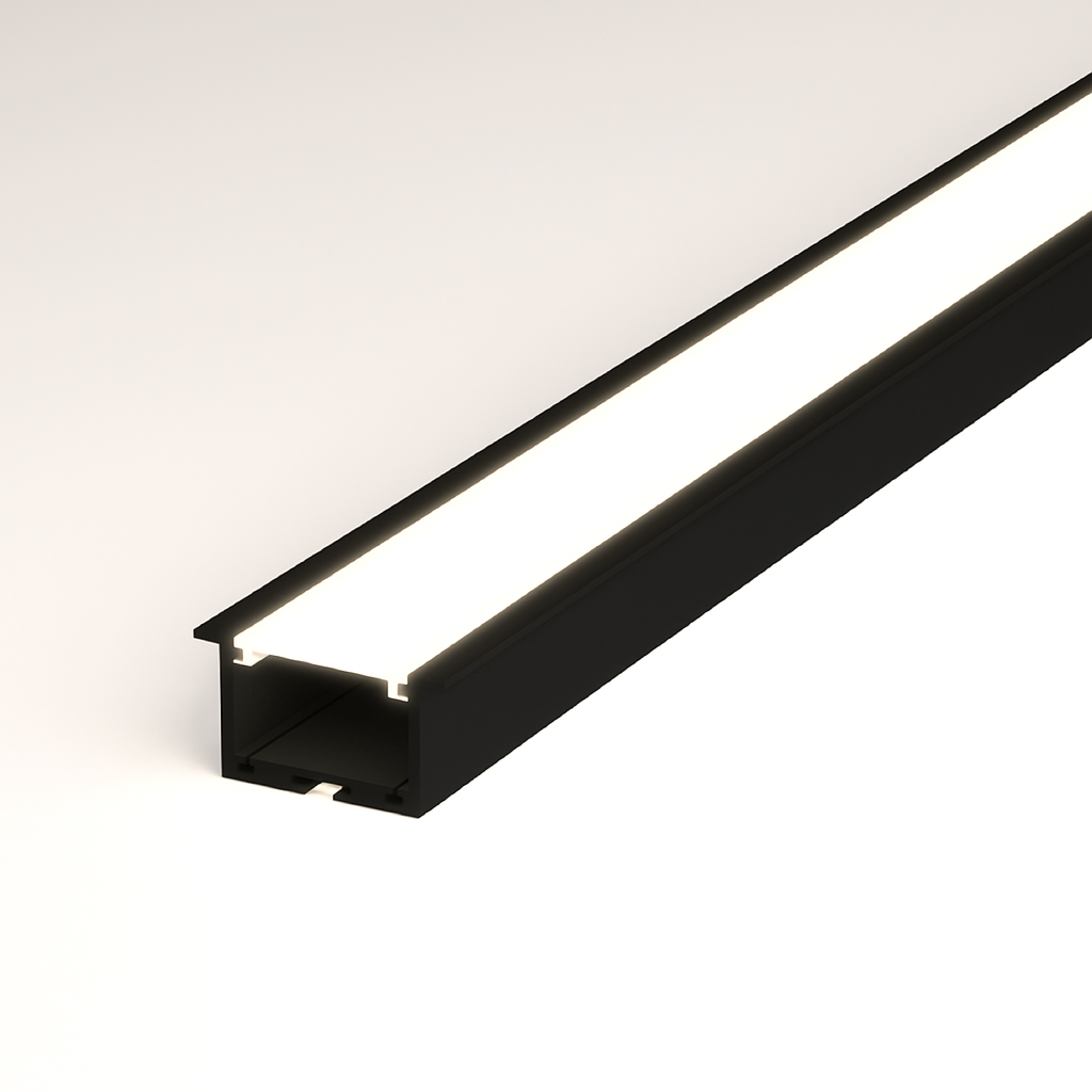 Perfil Led Barra 2m Inside 24x15mm Embutir Preto Alut - ALUT