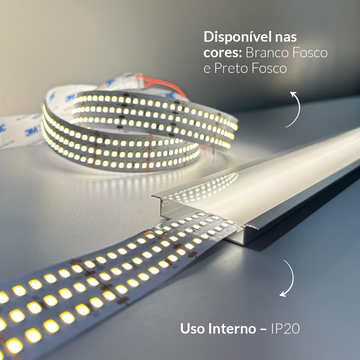 Perfil Led Barra 2m Plane 65x10mm Embutir Branco Alut - ALUT