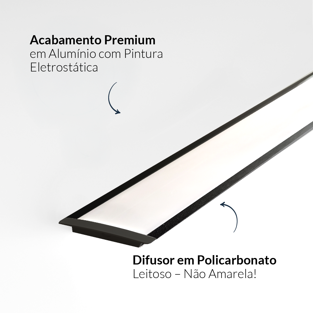 Perfil Led Barra 2m Plane 65x10mm Embutir Preto Alut - ALUT