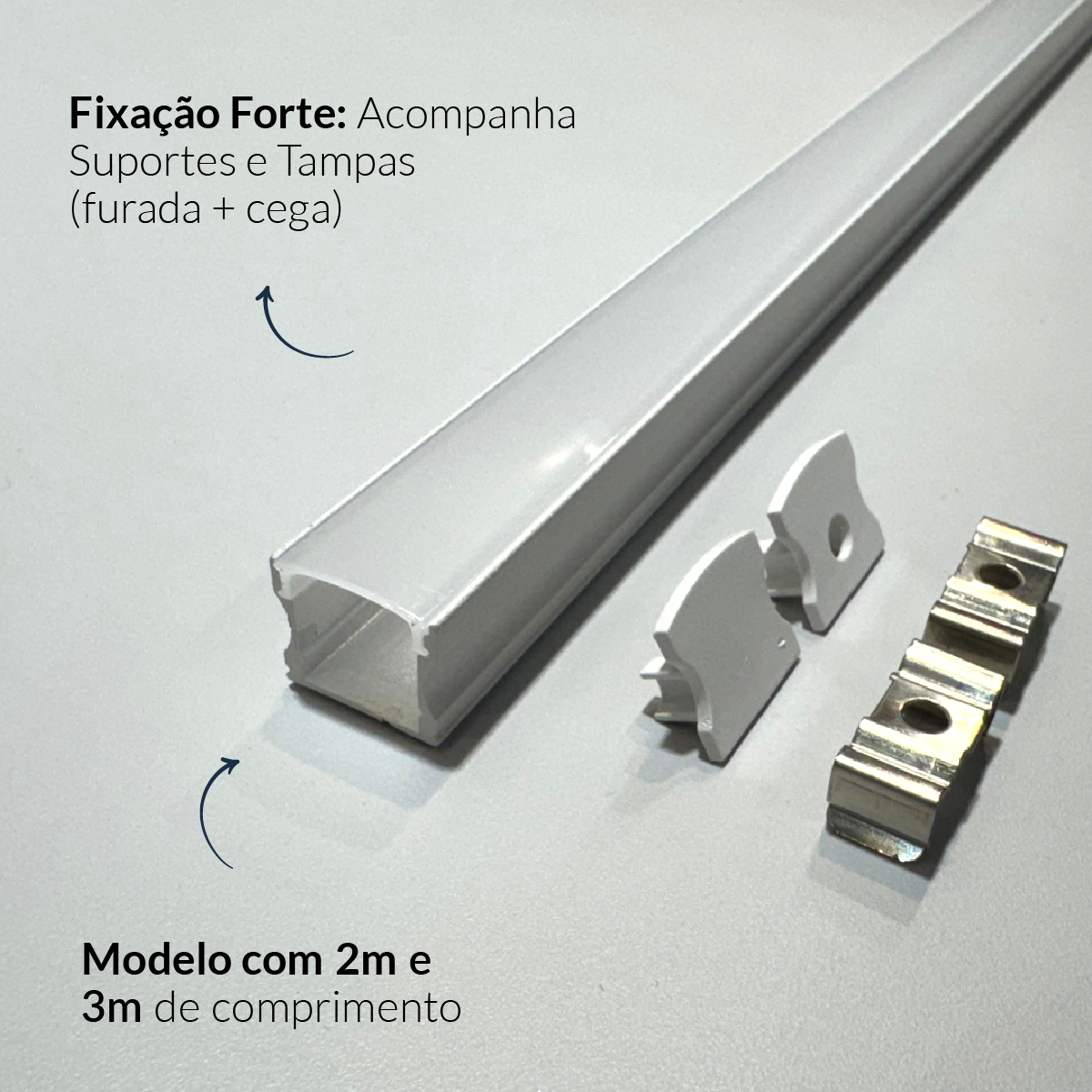 Perfil Led Barra 2m Slat 17x15mm Sobrepor Branco Alut - ALUT