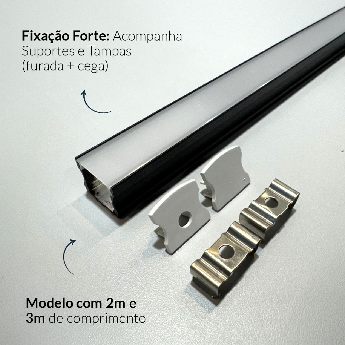 Perfil Led Barra 2m Slat 17x15mm Sobrepor Preto Alut - ALUT