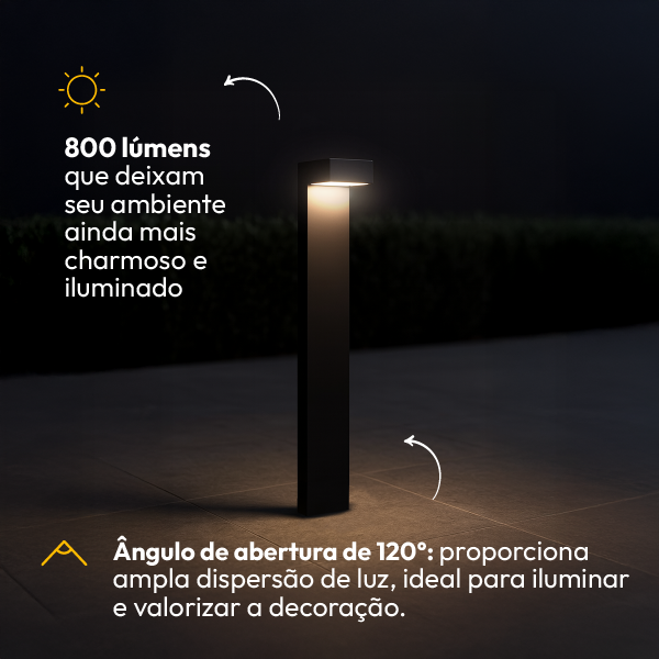 Poste Balizador Led Jardim 10w 4000k Bivolt Ip65 Preto Alut - ALUT