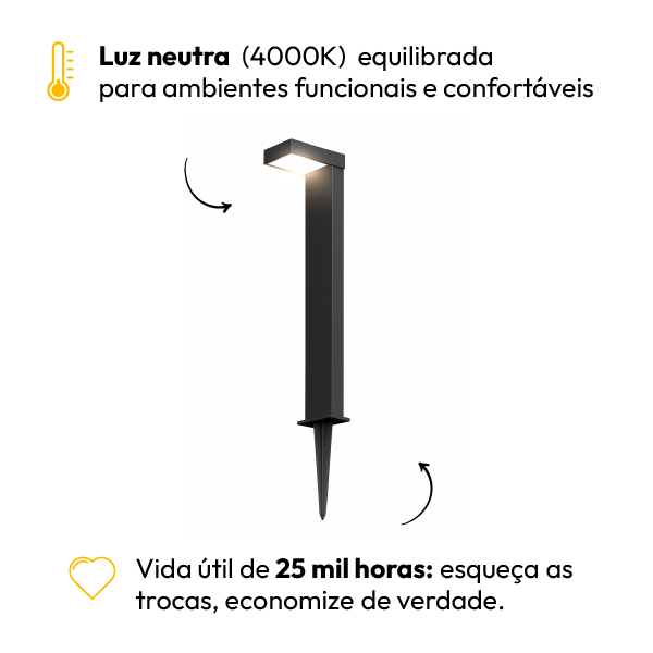 Poste Balizador Led Jardim 10w 4000k Bivolt Ip65 Preto Alut - ALUT
