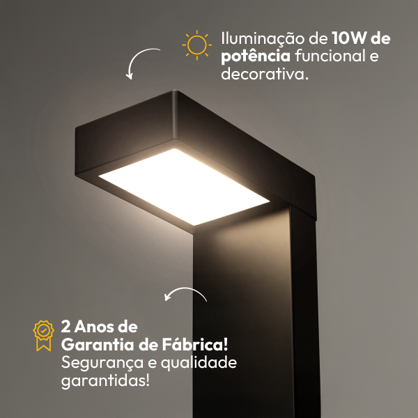 Poste Balizador Led Jardim 10w 4000k Bivolt Ip65 Preto Alut - ALUT