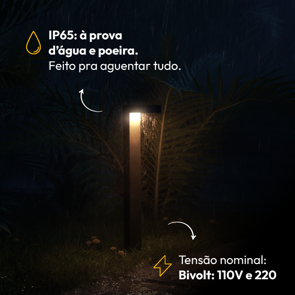 Poste Balizador Led Jardim 10w 4000k Bivolt Ip65 Preto Alut - ALUT