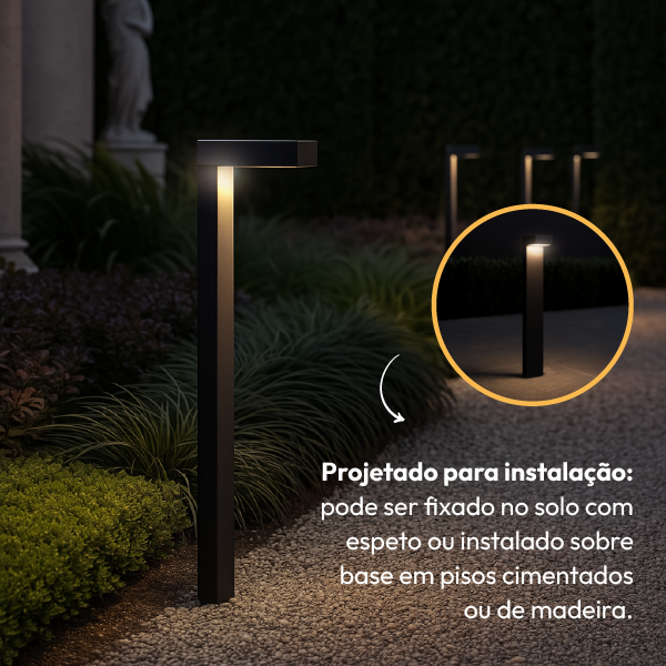 Poste Balizador Led Jardim 10w 4000k Bivolt Ip65 Preto Alut - ALUT