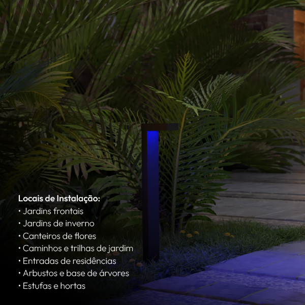 Poste Balizador Led Jardim 10w Azul Bivolt Ip65 Preto Alut - ALUT