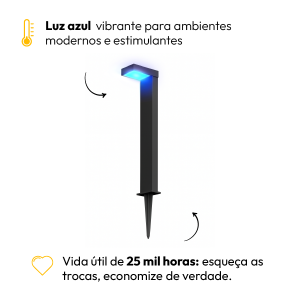 Poste Balizador Led Jardim 10w Azul Bivolt Ip65 Preto Alut - ALUT