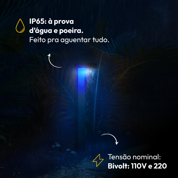 Poste Balizador Led Jardim 10w Azul Bivolt Ip65 Preto Alut - ALUT