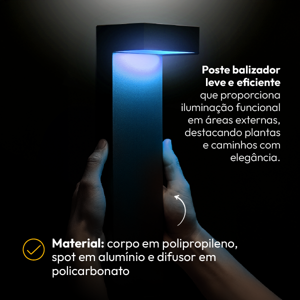 Poste Balizador Led Jardim 10w Azul Bivolt Ip65 Preto Alut - ALUT
