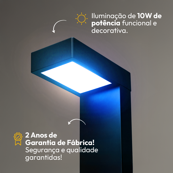 Poste Balizador Led Jardim 10w Azul Bivolt Ip65 Preto Alut - ALUT