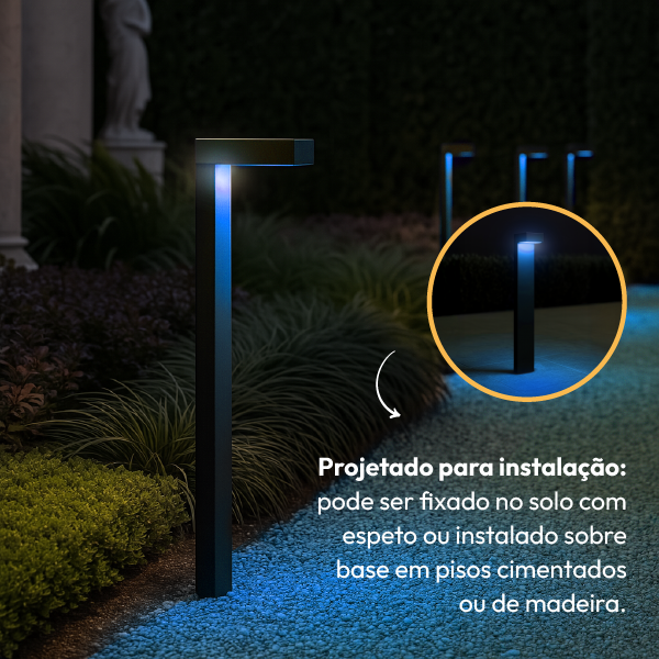 Poste Balizador Led Jardim 10w Azul Bivolt Ip65 Preto Alut - ALUT