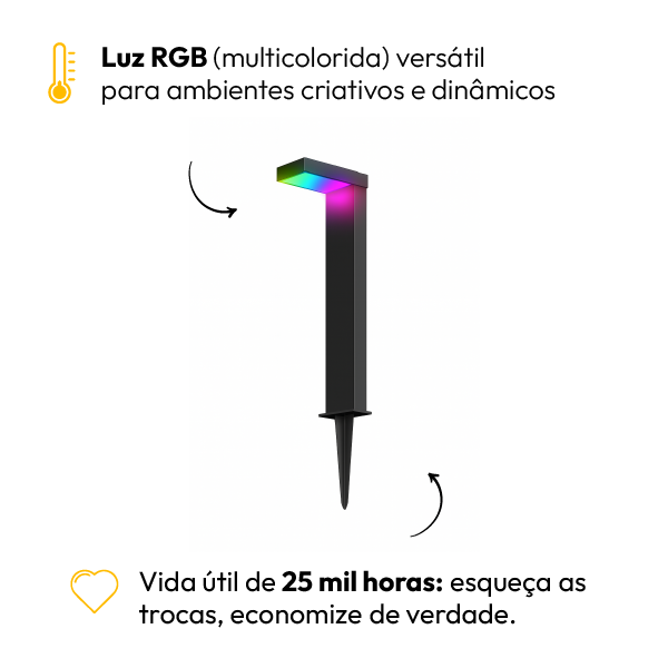 Poste Balizador Led Jardim 10w RGB IP65 Bivolt Preto Alut - ALUT