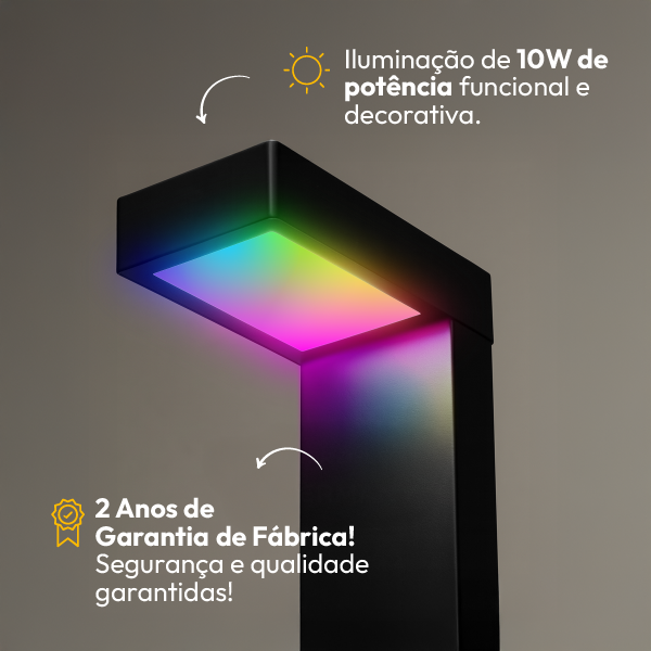 Poste Balizador Led Jardim 10w RGB IP65 Bivolt Preto Alut - ALUT