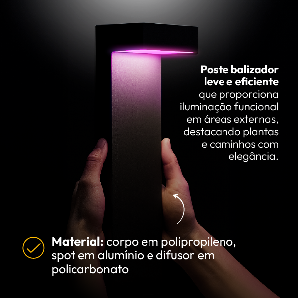 Poste Balizador Led Jardim 10w RGB IP65 Bivolt Preto Alut - ALUT