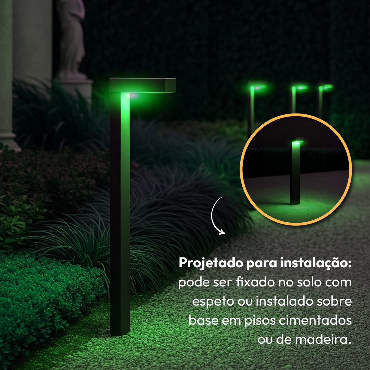 Poste Balizador Led Jardim 10w Verde Bivolt Ip65 Preto Alut - ALUT