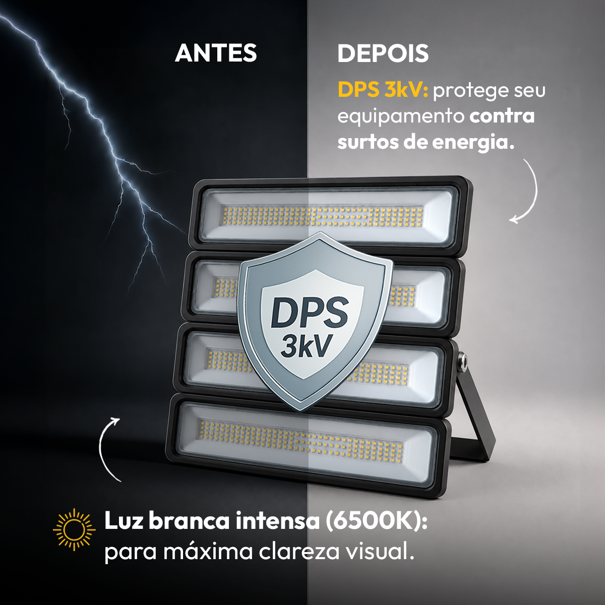 Refletor Led Profissional 200w 6500k Branco Frio Bivolt Ip66 a prova d'água Preto Alut - ALUT