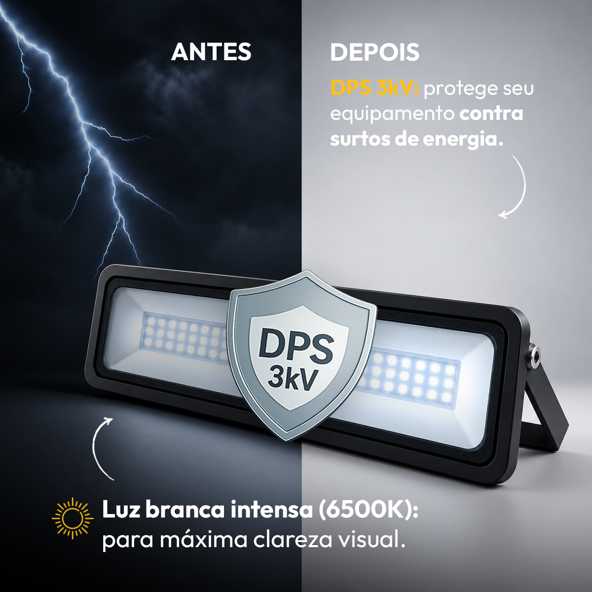 Refletor Led Profissional 20w 6500k Branco Frio Bivolt Ip66 a prova d'água Preto Alut - ALUT