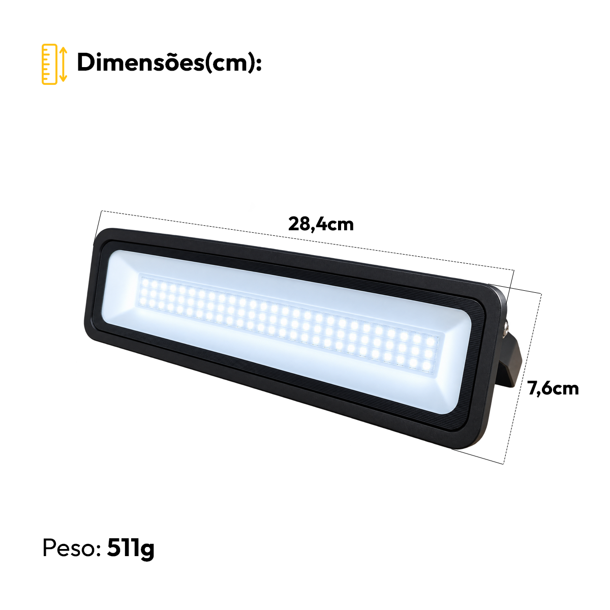 Refletor Led Profissional 20w 6500k Branco Frio Bivolt Ip66 a prova d'água Preto Alut - ALUT