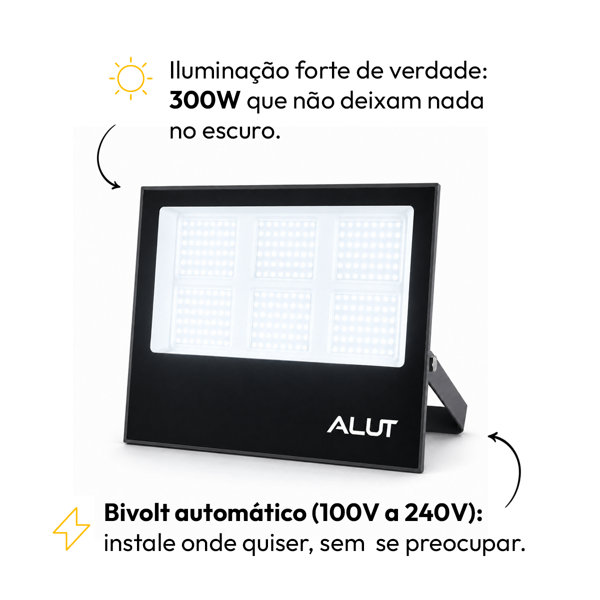 Refletor Led Slim 300w 6500k Branco Frio Bivolt IP65 Alut - ALUT