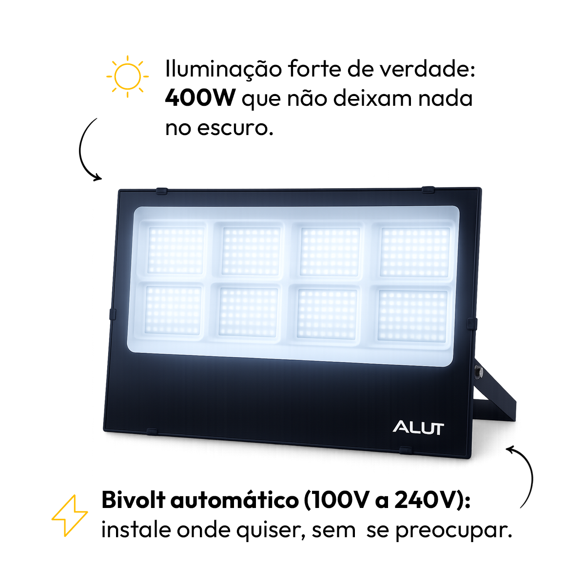 Refletor Led Slim 400w 6500k Branco Frio Bivolt IP65 Alut - ALUT