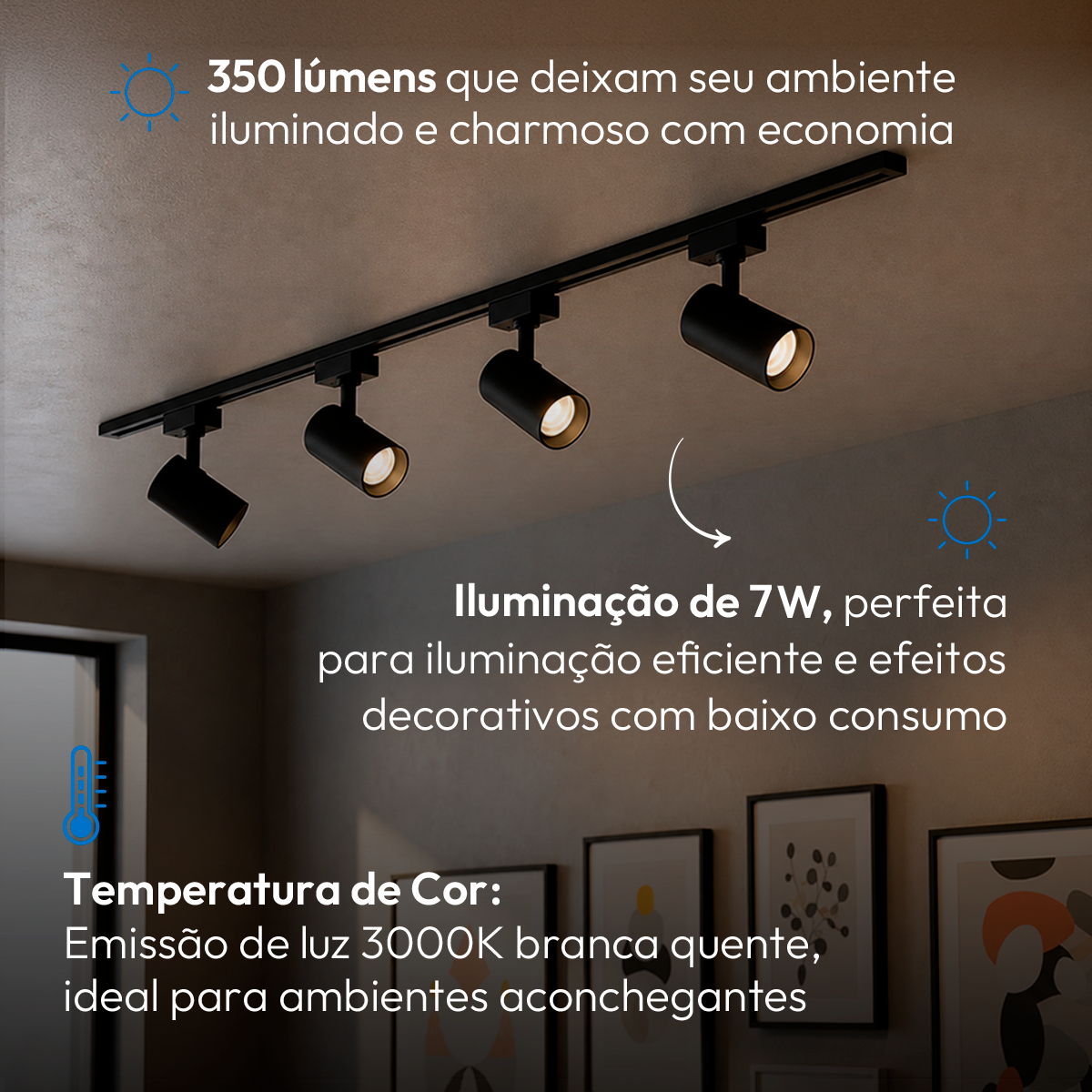 Spot Led Para Trilho Authentic Evo T1 7w 3000k Branco Quente Bivolt Preto Alut - ALUT