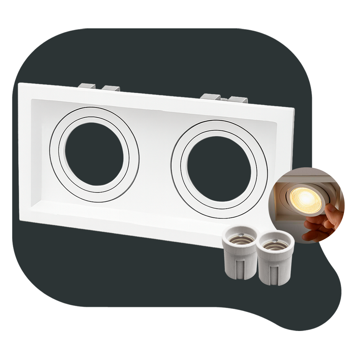 Spot Led Recuado Duo Embutir E27 Par20 Quadrado Branco Alut - ALUT