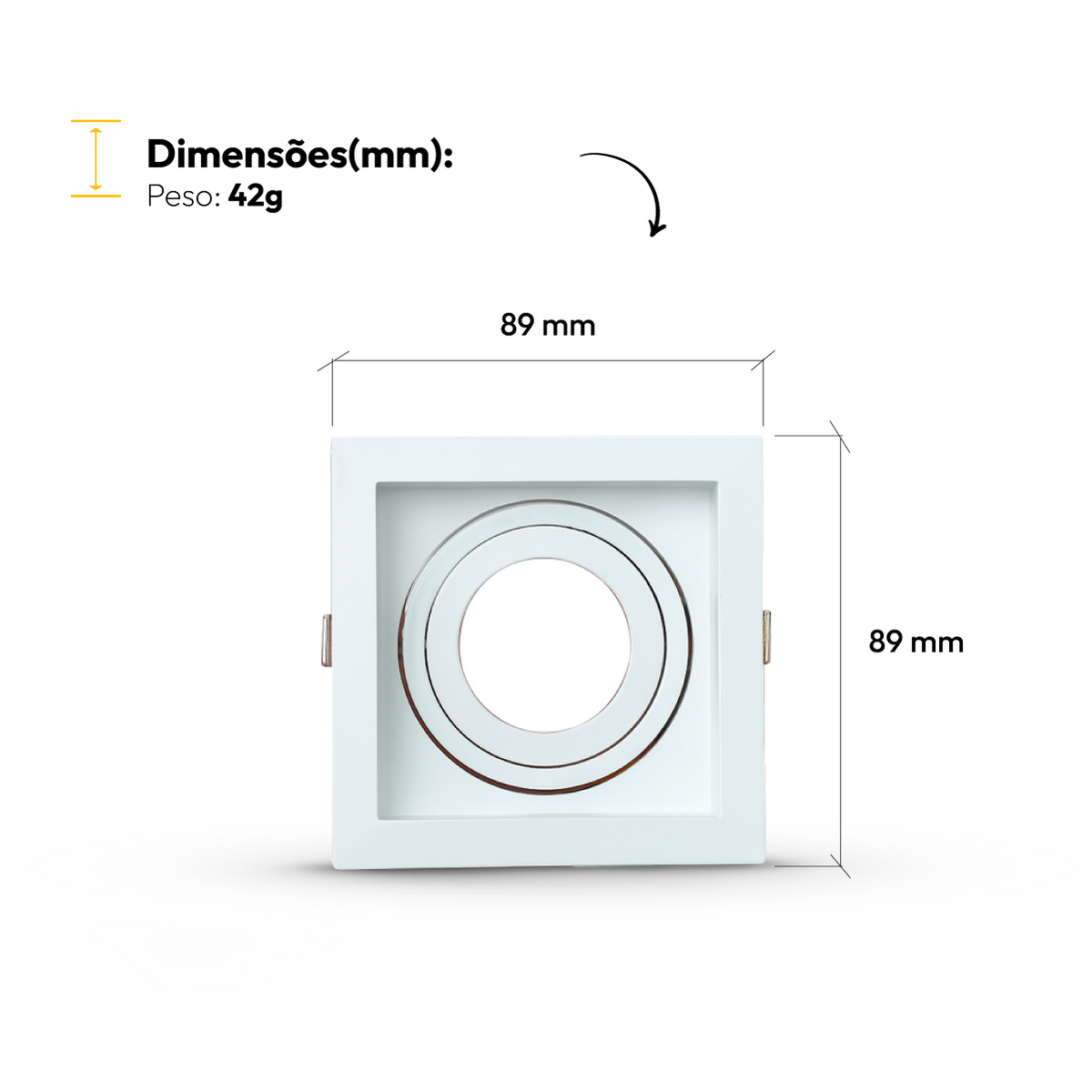Spot Led Recuado Embutir Gu10 MR16 Quadrado Branco Alut - ALUT