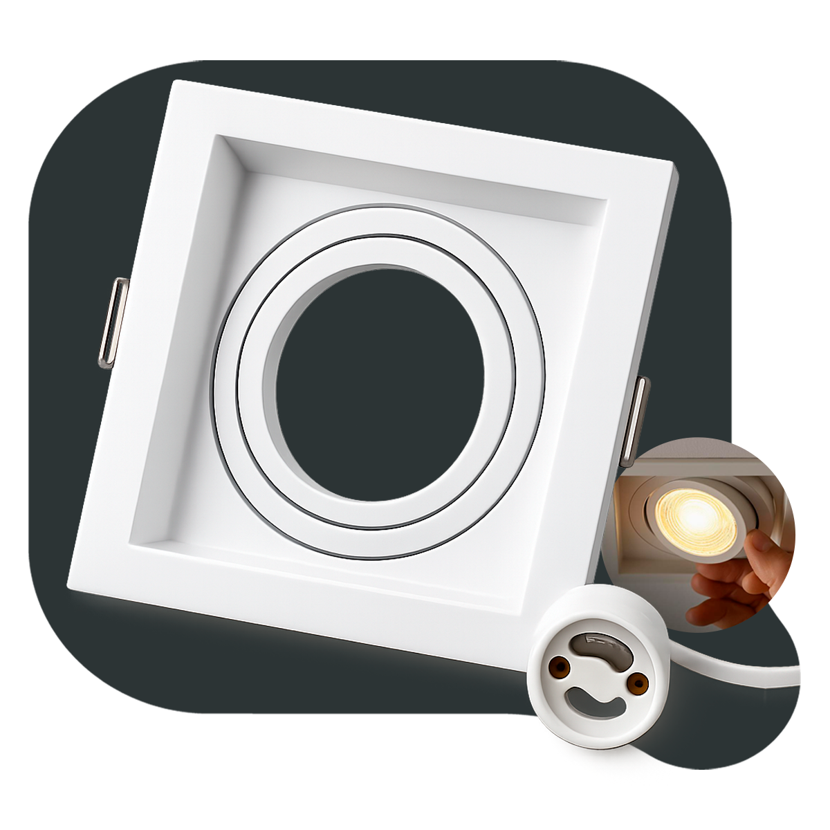Spot Led Recuado Embutir Gu10 MR16 Quadrado Branco Alut - ALUT