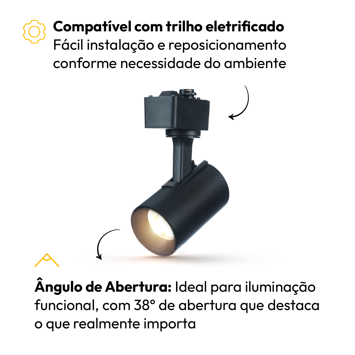 Spot Led Trilho Evo T1 5w 3000k Branco Quente Redondo Preto Fosco Alut - ALUT