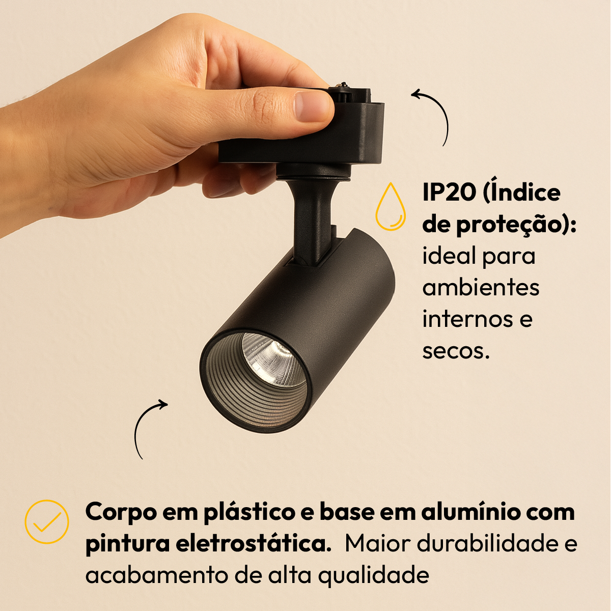 Spot Led Trilho Evo T1 5w 3000k Branco Quente Redondo Preto Fosco Alut - ALUT