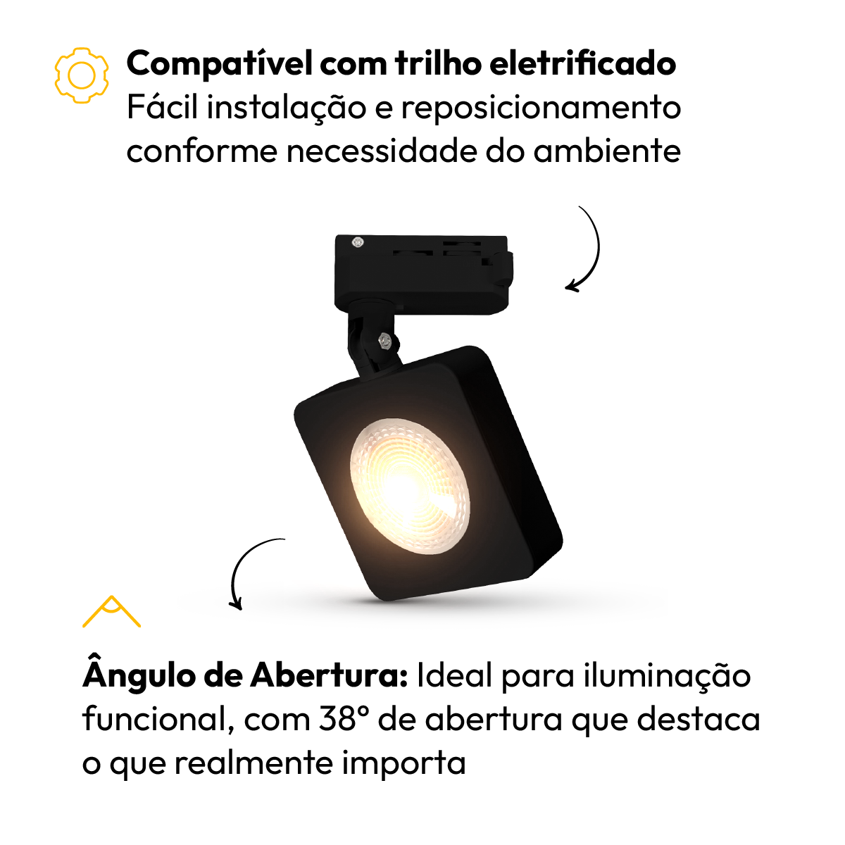 Spot Led Trilho Nobby 10w 2700k Branco Quente Quadrado Preto Fosco Alut - ALUT